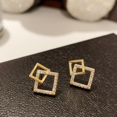 微镶锆石几何小巧复古高级感耳环