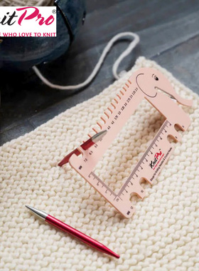 印度knitpro编织工具密度尺塑料尺规毛线尺毛衣针标尺卡尺量针器