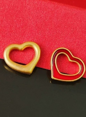 3d硬金爱心小吊坠足金999烤漆小吊坠