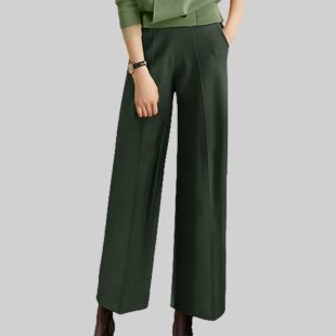 阔腿裤 法式 直筒显瘦百搭减龄西裤 女2025年秋冬新款 高腰绿色休闲裤