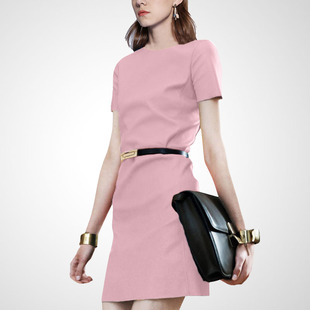 2026流行夏天裙子收腰显瘦A字裙短袖撞色拼接设计感连衣裙潮短裙