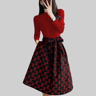 高级感小洋装套装2025年冬装新品修身收腰A字半裙气质名媛两件套