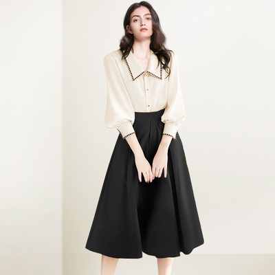 职业衬衫收腰显瘦半身裙两件套