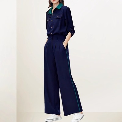 开衫上衣阔腿裤减龄两件套