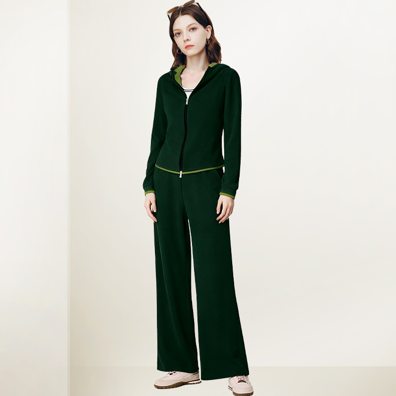 卫衣外套阔腿裤减龄法式两件套