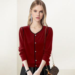 圆领百搭针织毛衣女2025年秋冬新款红色短款宽松显外穿小众打底衫