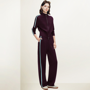 QOOEL时尚减龄休闲复古洋气套装2026春新款卫衣外套直筒裤两件套