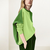 撞色圆领卫衣女2026年春季 新款 慵懒风宽松显瘦撞色拼接简约上衣潮