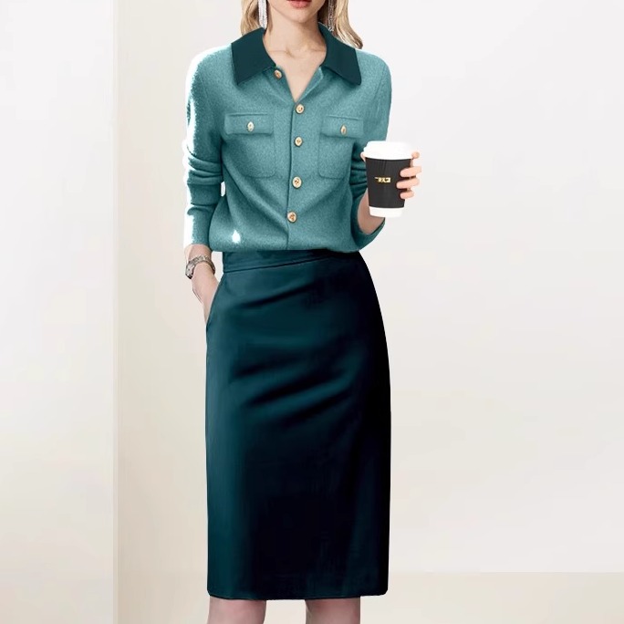 衬衫半身裙气质通勤两件套潮