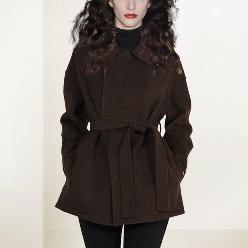 中长款廓形羊毛呢外套潮