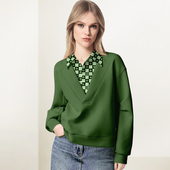 Polo领套头假两件拼接卫衣女2026年春季 新款 欧货宽松显瘦洋气上衣