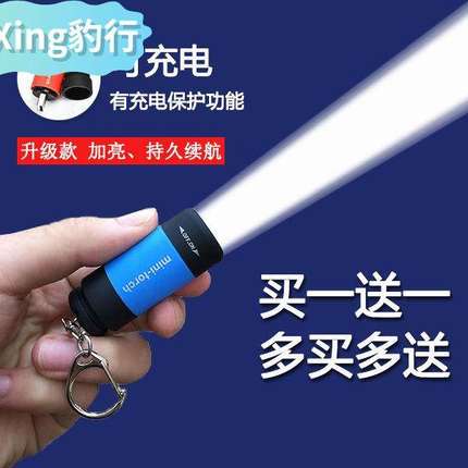 迷你手电筒led强光家用USB充电瞳孔笔灯可携式学生小手电筒钥匙扣