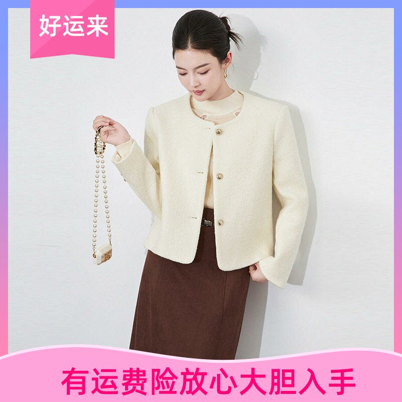 -小香风100%羊毛呢短款圆领时尚
