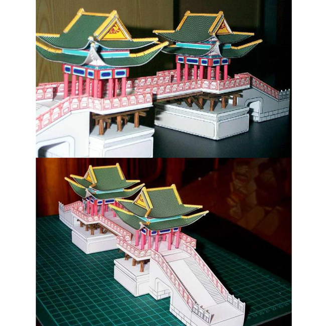 古代石桥拱桥建筑建筑3d立体纸模型DIY手工制作儿童益智折纸玩具