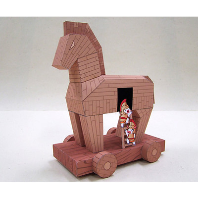 古战争器械特洛伊木马3d立体纸模型DIY手工制作儿童益智折纸玩具