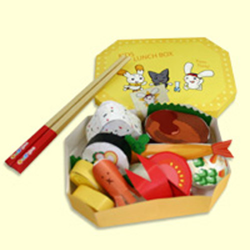 午餐便当卡通盒饭食物3d立体纸模型DIY手工制作儿童益智折纸玩具