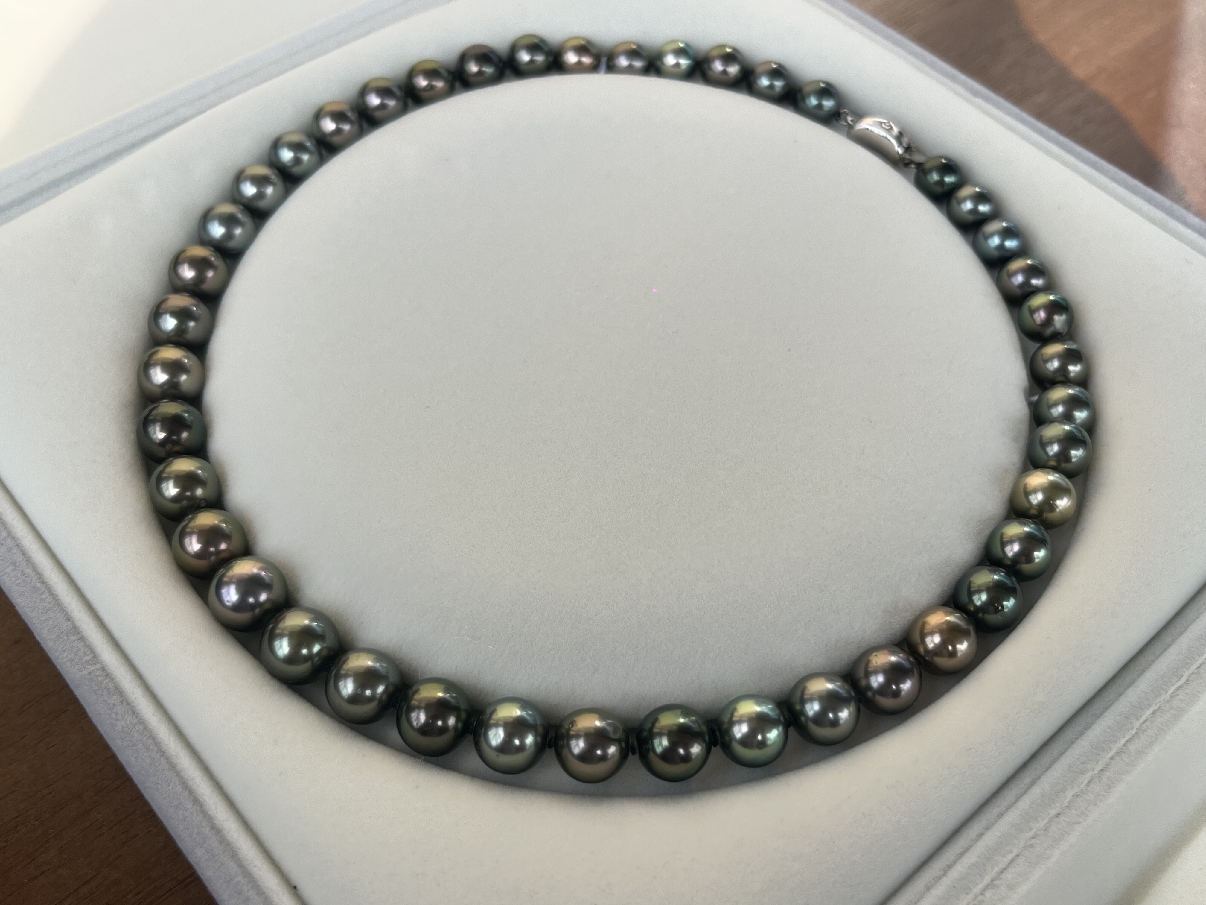 9-11毫米天然大溪地海水黑珍珠项链幻彩油光正圆送礼