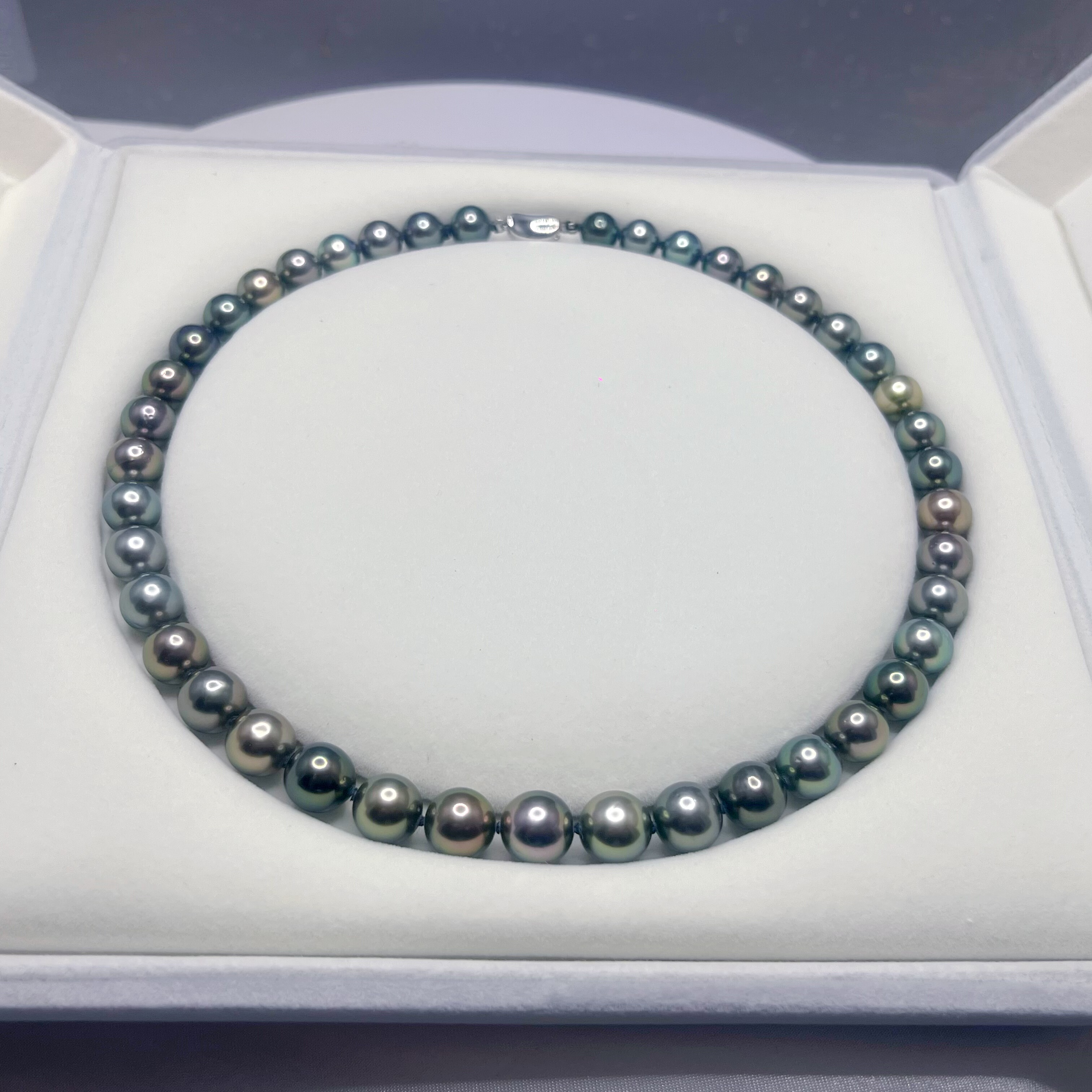 9-11毫米天然大溪地海水黑珍珠项链幻彩油光正圆送礼