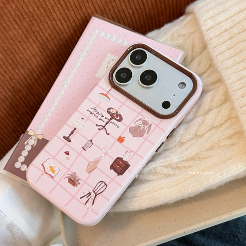 家居风插画适用苹果18pm手机壳iphone16pro高级感ins风17亮面15软