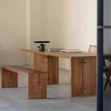 侘寂风原木大板餐桌北欧白蜡木长方形办公桌书桌实木泡茶桌会议桌