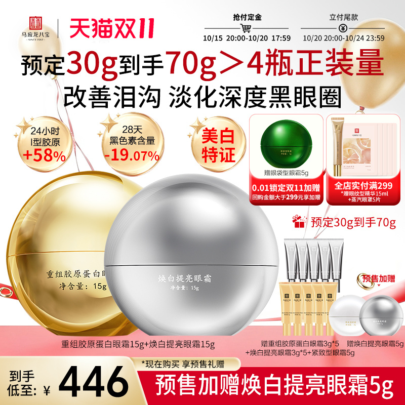 马应龙眼霜淡化黑眼圈细纹泪沟重组胶原蛋白紧致抗皱淡斑八宝正品