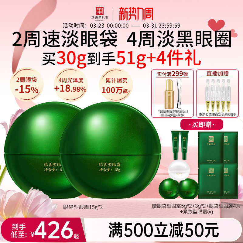 马应龙眼霜淡化眼袋黑眼圈细纹眼纹紧致抗皱补水保湿修护男女八宝
