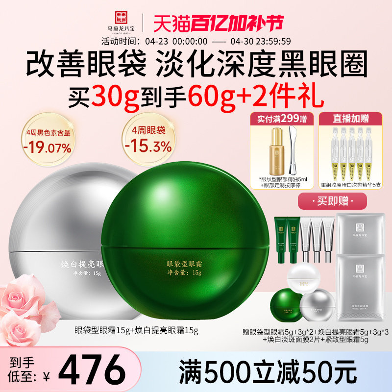 马应龙眼霜淡化黑眼圈细纹眼袋紧致抗皱美白淡斑祛斑烟酰胺八宝