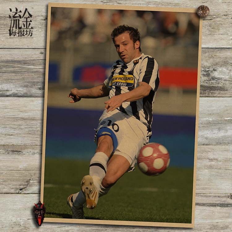 皮耶罗海报 足球名将复古文艺牛皮纸画 装饰画 挂画 壁画 画芯