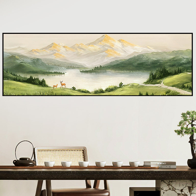 背靠金山聚宝盆山水风景客厅画新款沙发背景墙装饰画卧室床头壁画,家居饰品,现代装饰画,淘宝优惠券,粉丝福利购,淘宝优惠卷