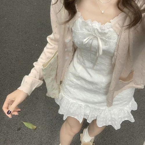白色吊带连衣裙女夏季小个子短裙