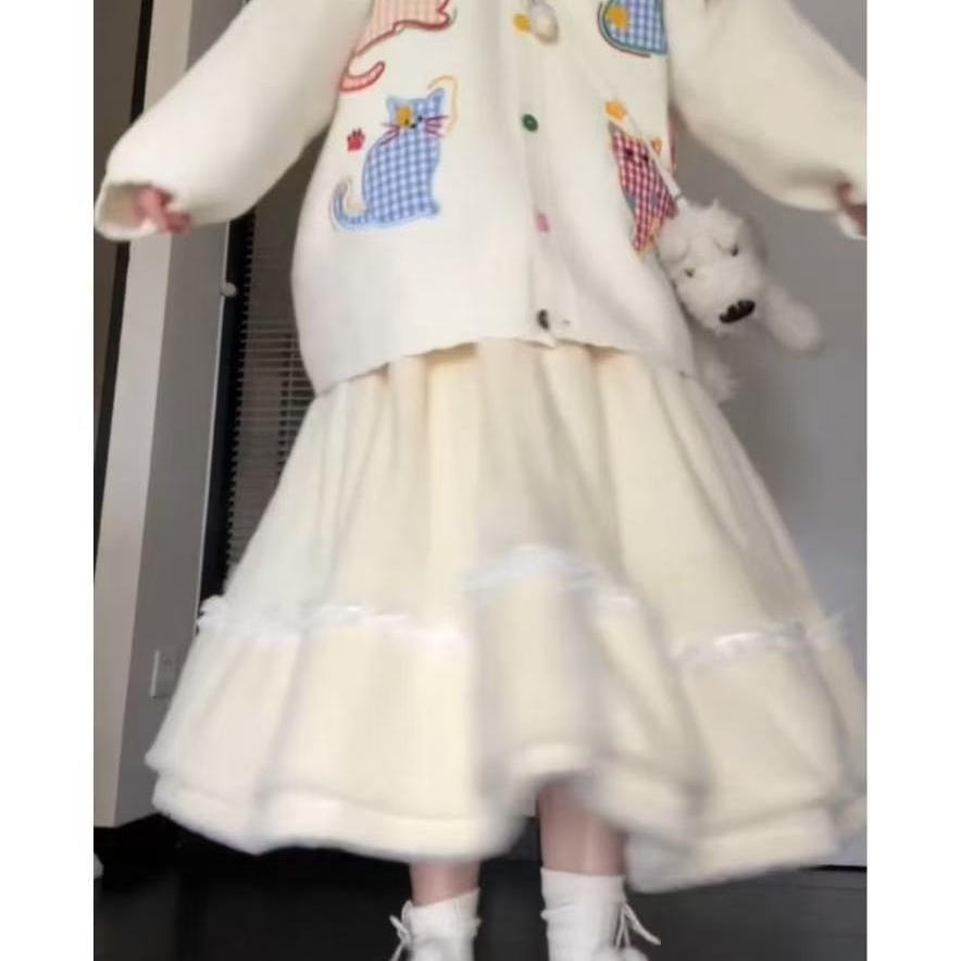 冬季针织开衫厚实软糯半身裙套装