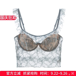 性感蕾丝舒适文胸法式 吊带背心式 美背内衣女有钢圈薄款