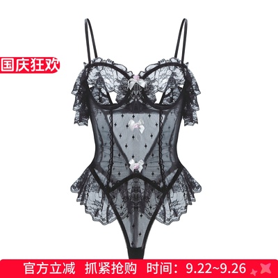 见不得人衣服内衣吸走不了路女性感睡裙连体文胸套装