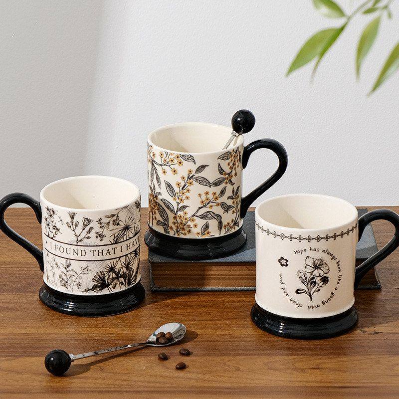 复古陶瓷马克杯小众设计感喝水杯子办公室咖啡杯高级感送礼古典杯