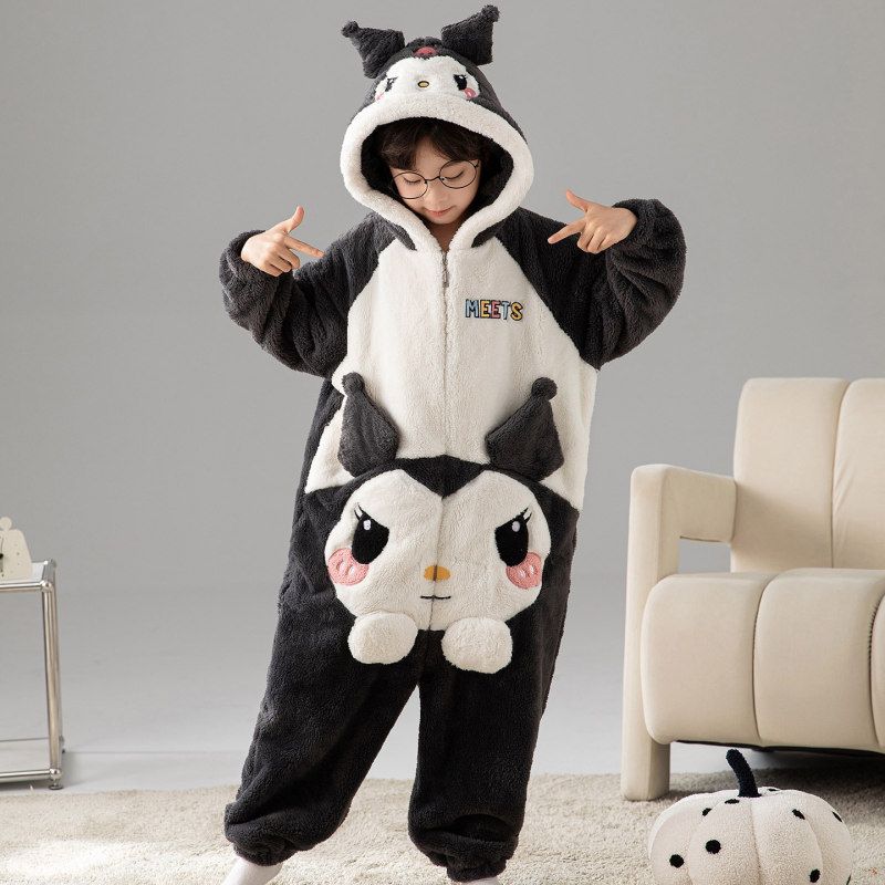 冬季儿童连体睡衣加厚珊瑚绒加厚