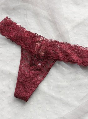 T1823｜2条外贸欧美丁字裤女性感透明蕾丝透肉轻薄内裤低腰t裤