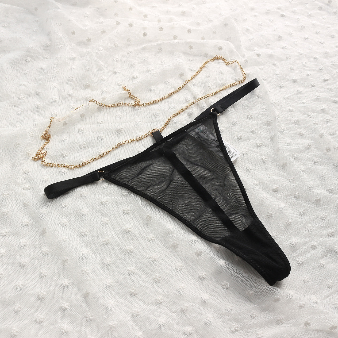 T1900｜外贸欧美丁字裤女内裤性感透明网纱细线低腰t裤金属腰链黑,女士内衣/男士内衣/家居服,女丁字裤,淘宝优惠券,粉丝福利购,淘宝优惠卷