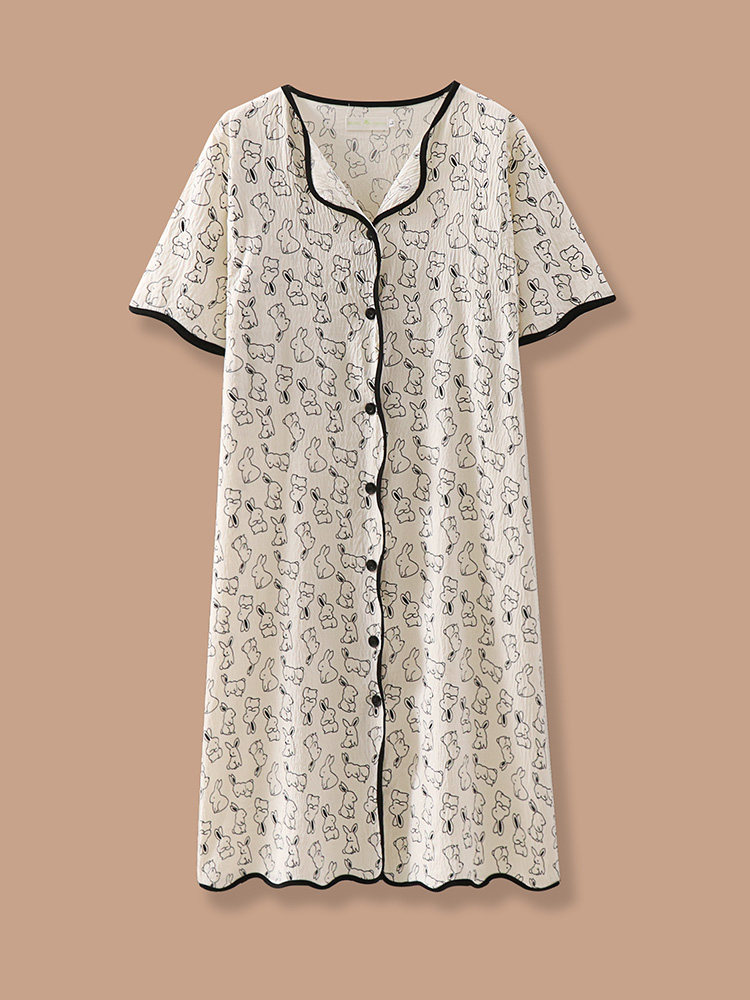 가슴 패드가 달린 반팔 수유 잠옷 산모 출산복 입원 단체 임산부 잠옷 임부복 수유복