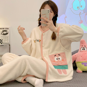 大码200斤产后哺乳期月子服冬季加绒加厚孕妇睡衣秋冬款孕期专用