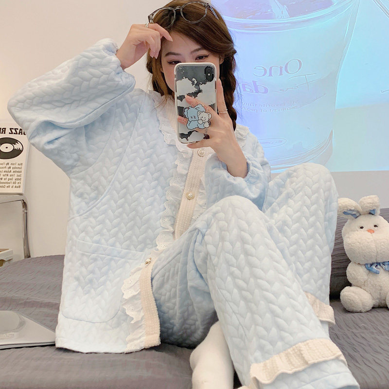 秋冬月子服秋季产后空气棉加厚保暖夹棉孕妇睡衣女春秋怀孕期专用