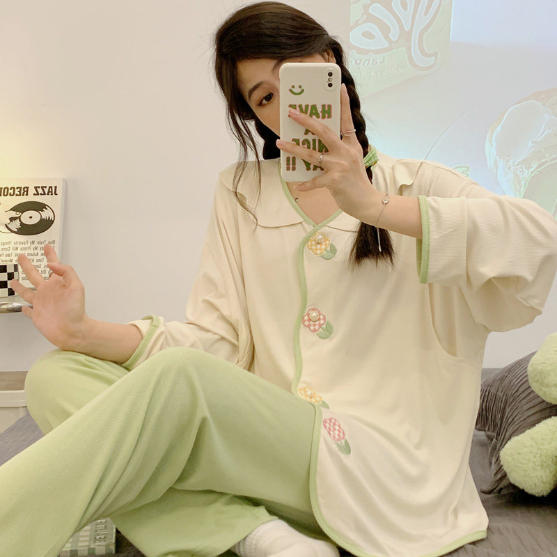 大码200斤月子服夏季薄款产后冰丝产房孕妇哺乳睡衣春秋孕期专用