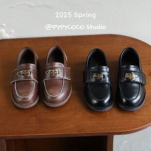 儿童乐福鞋女童小皮鞋英伦风黑色单鞋软底男童鞋子2026春秋新款潮