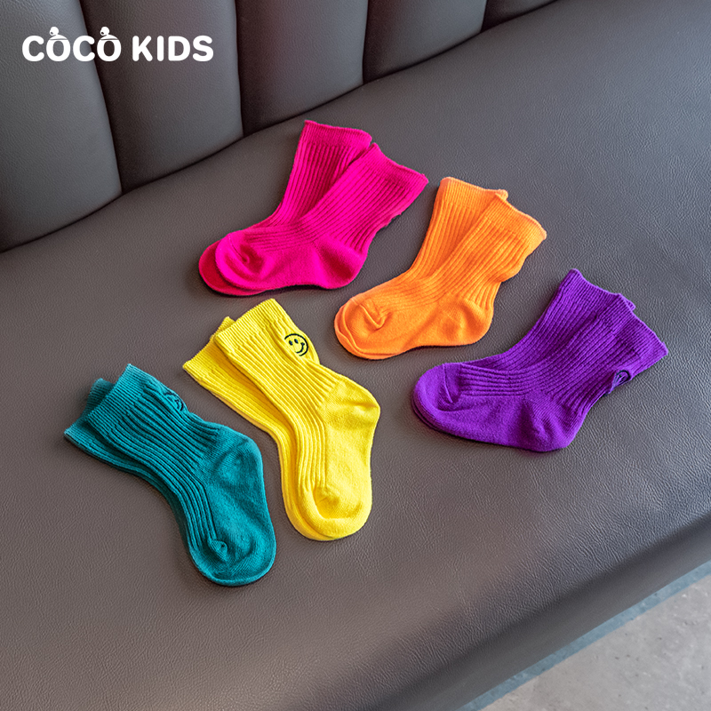 Children&#39;s socks 2020 new pattern Embroidery Smiling face Fluorescent color Cotton socks men and women Piles of socks fashion baby Medium hosein the Children/Baby/Family fitted , Children&#39;s socks( 0-16 Years)  category - from Buy2taobao.com to provide professional Taobao agent buy service
