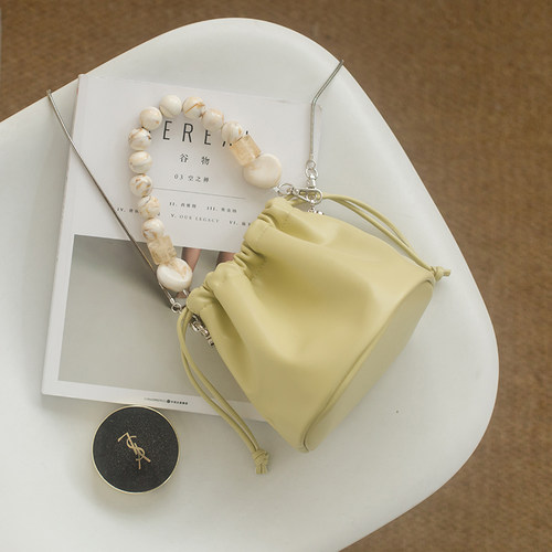 法式清新温柔撞色水桶包