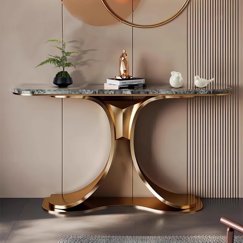 高端轻奢风玄关台大理石入户