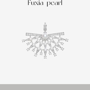 桃花仙羽扇淡水极光珍珠吊坠胸针 FUXIA馥夏