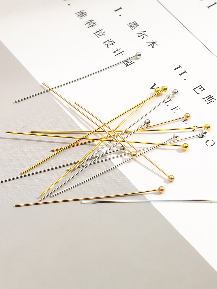 200개의 구리 색상 보존 볼 핀 둥근 바늘 수제 DIY 기본 재료 수제 귀걸이 및 모자 액세서리