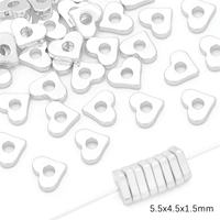 Плотное серебро, 10 штук, персиковое сердце со средним отверстием 5,5x4,5x1,5 мм.