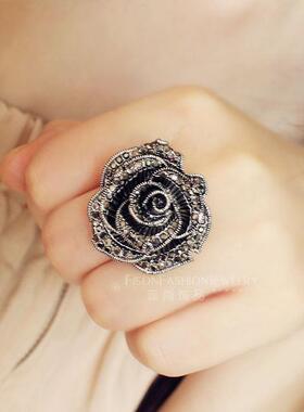 复古中国风韩版复古玫瑰花戒指