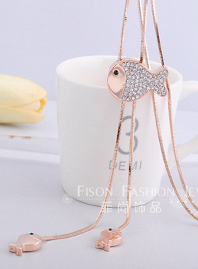 余生有你小鱼儿项链女简约轻奢小众设计感新款毛衣项链配件配饰品